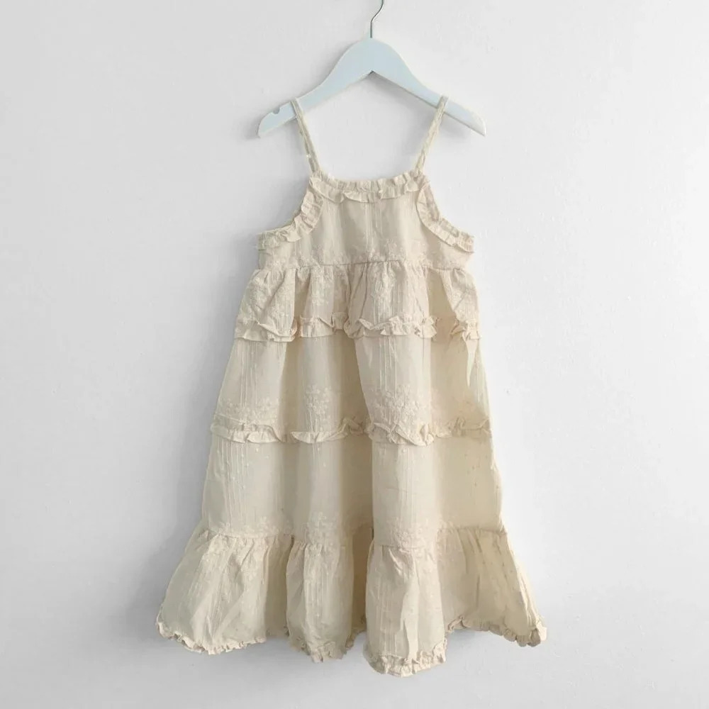 NWT Pretty Little Girls Sun Dress Eyelet Lace Embroidery Bohemian Spring 2T - Picture 2 of 4
